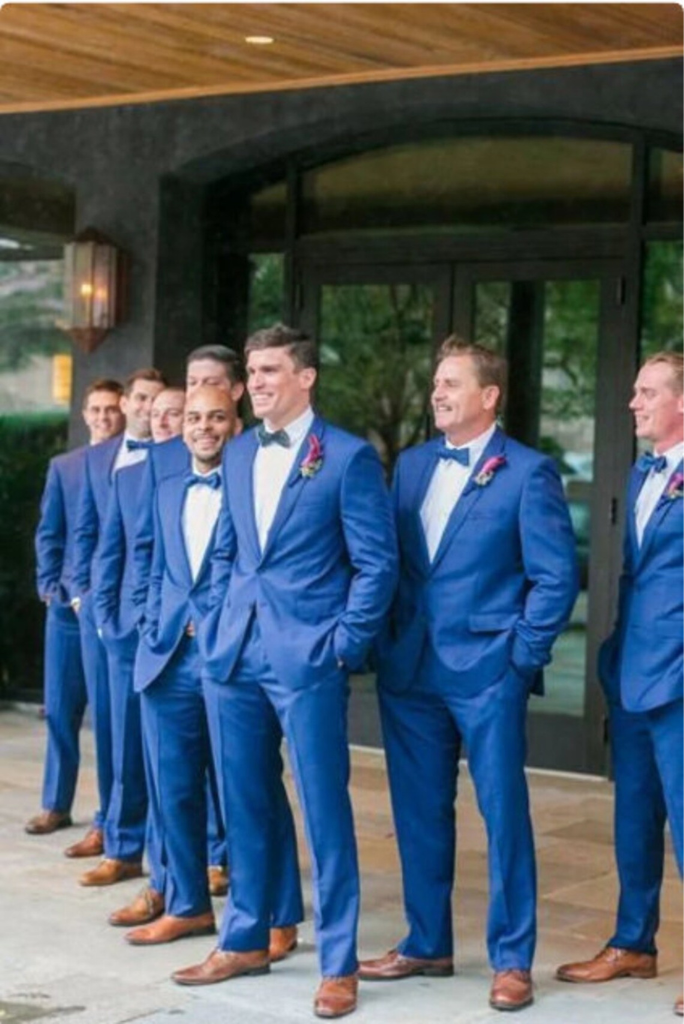 Men Groomsmen Wedding Suit 2 Piece Blue suit Slim Fit Suit Sainly
