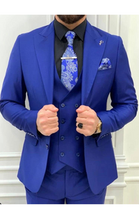 Men Blue 3 Piece Suit Formal Dinner Suit Elegant Groomsmen Wear Sainly