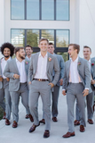 Men Grey 2 Piece Suit Wedding Season Outfit Elegant Sainly