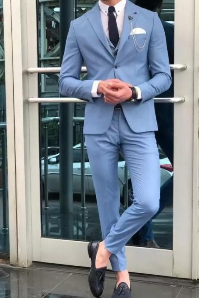Sky blue suit for men deals