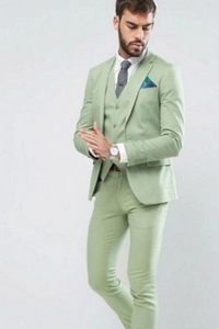 Men 3 Piece Suit Sage Green | Slim Fit Suit | Wedding Suit | Sainly