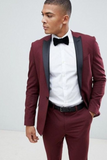 Tuxedo 2 Piece Suit | Men Burgundy Wedding Suit | Dinner Suit | Sainly