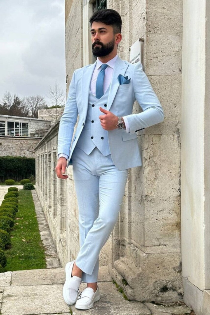 Kommandør Melankoli gennemskueligt Men Three Piece Suit Sky Blue Wedding Suit Slim Fit Suit Sainly– SAINLY