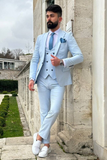 Men Three Piece Suit Sky Blue Wedding Suit Dinner Suit Slim Fit Suit Formal Party Wear Suit Bespoke Tailoring