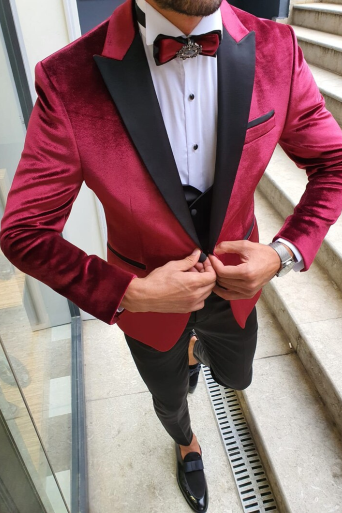 Cherry Colour Velvet Suit