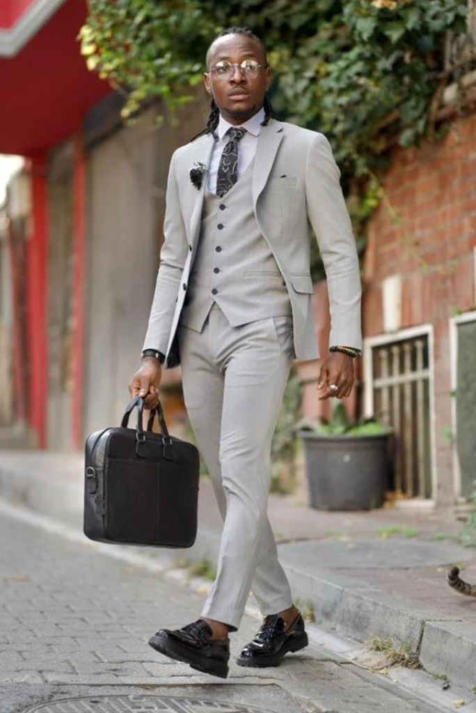 Men Grey Suit Three Piece Suit Slim Fit Suit Dinner Suit Wedding Suit  Formal Party Wear Suit Bespoke Tailoring
