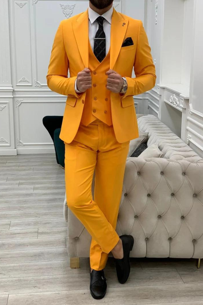 Men Yellow Suit 3 Piece Suit Beach Wedding Suit Sainly