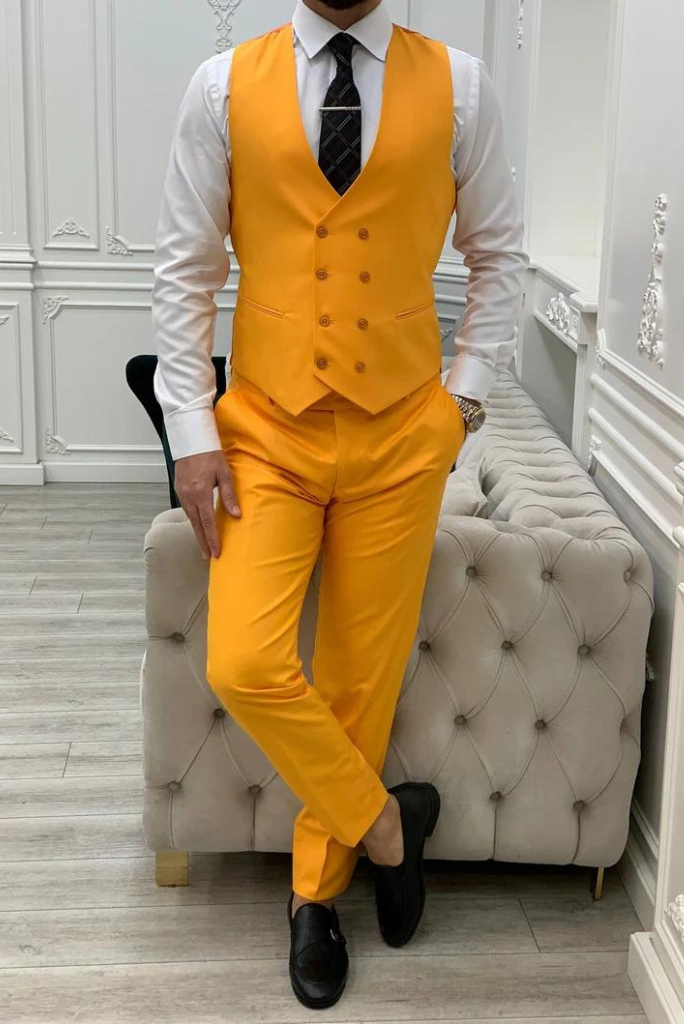 Slim Fit Men Suits Dark Green Peaked Lapel 3 Piece Wedding Groomsmen  Tuxedos Male Fashion Jacket with Pants Vest Prom Clothes Color: Yellow,  Size: M | Uquid shopping cart: Online shopping with