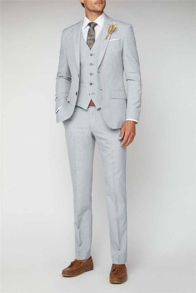Men 3 Piece Suit Grey Beach Wedding Suit Slim Fit Suit Sainly