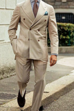men two piece suit beige double breasted suit office suits sainly