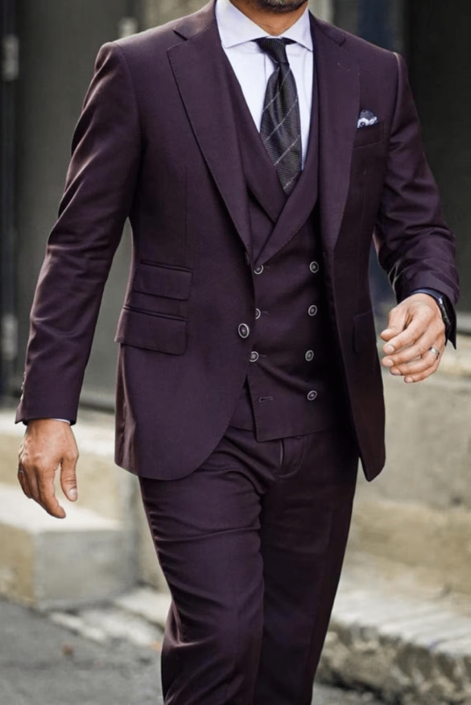 Men There Piece Suit Slim Fit Suit Dark Purple Wedding Suits Sainly