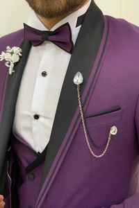 Men There Piece Suit Slim Fit Suit Tuxedo Purple Wedding Suits Sainly