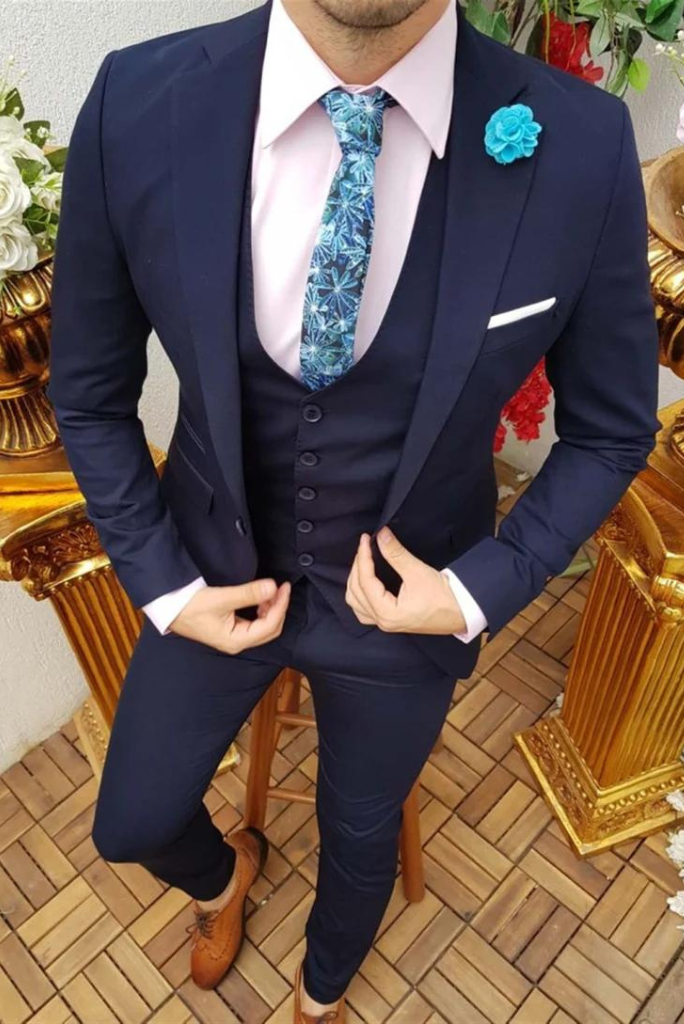 Men There Piece Suit Blue Wedding Slim Fit Suit Dinner Suit Sainly
