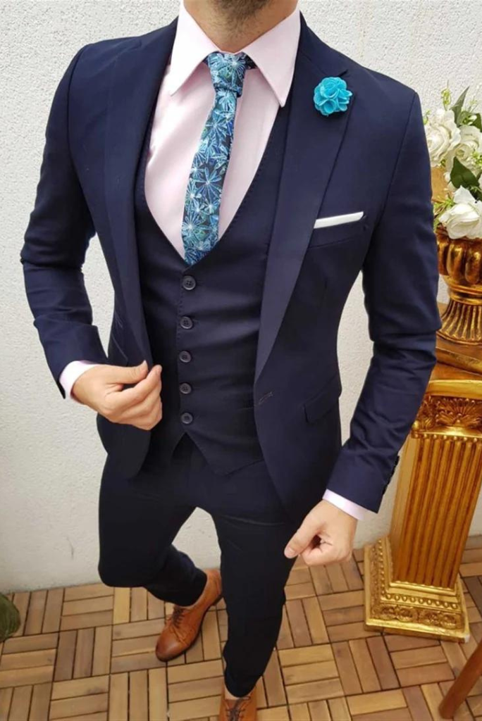 Men Three Piece Suit Sky Blue Wedding Suit Slim Fit Suit Sainly