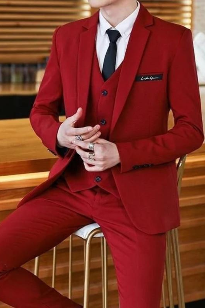 Red 2024 wedding suit
