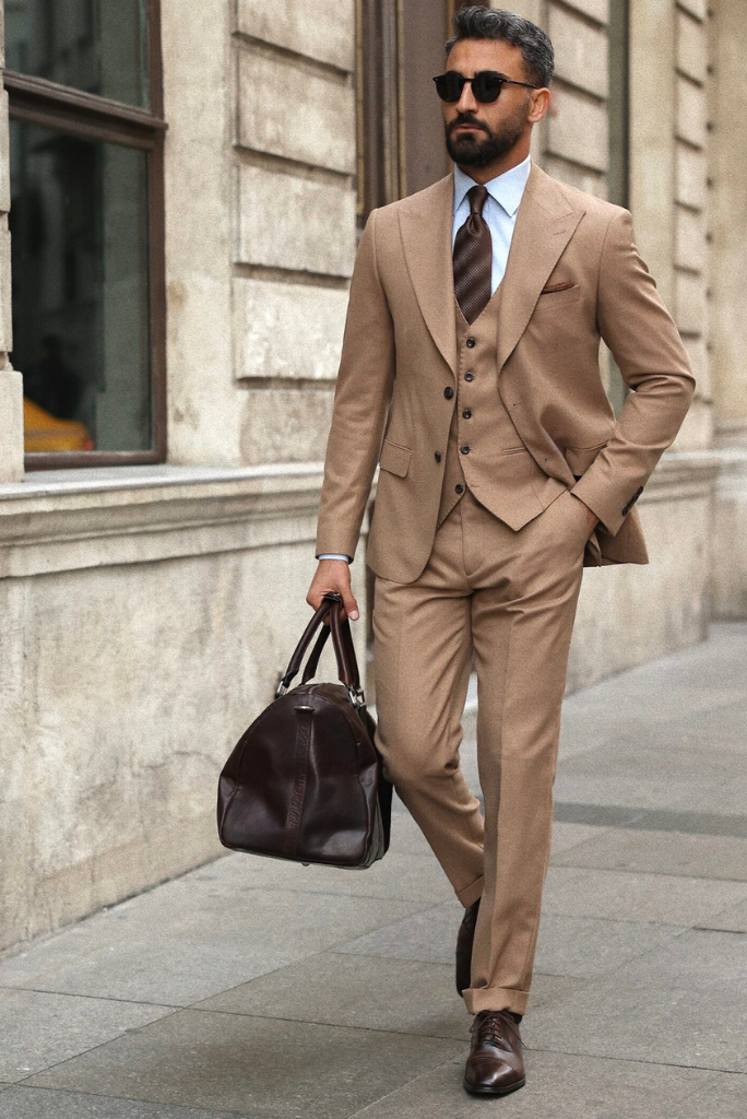 Men Slim Fit Suit Brown There Piece Suits Beach Wedding Suit Office Suit  Business Men Suits Bespoke