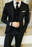 Men Black 3 Piece Wedding Suit One Button Slim Fit Suit Sainly