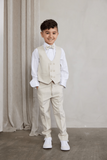 Boys 3 Piece Suit Slim Fit Suit Wedding Beige Suit Kids Suit Sainly