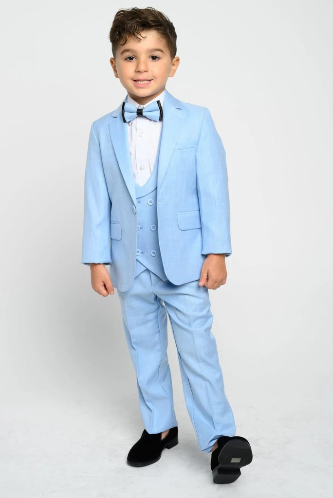 Boys 3 Piece Suit Kids Navy Blue Tuxedo Outfit Slim Fit Suit Sainly