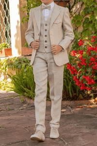 Kids Three Piece Suit Beige Boys Formal Suit wedding Suit Kids Slim Fit Suits Suit Party Wear Bespoke Tailoring