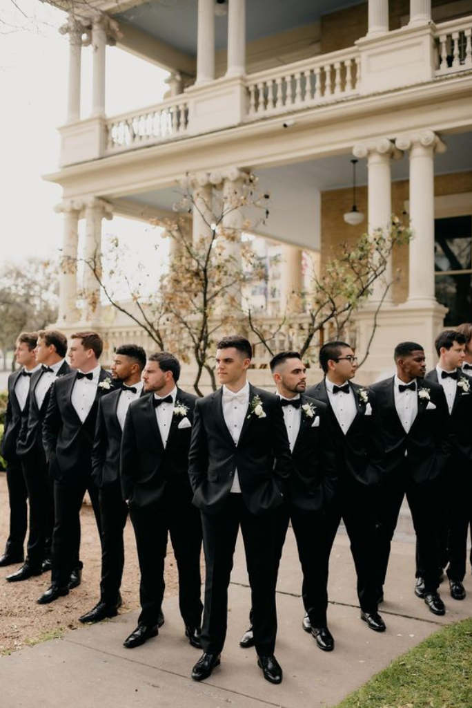 Black tuxedo groomsmen hot sale