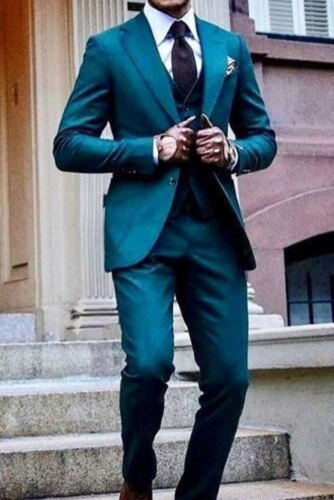Teal online suit mens