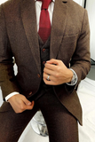 Men Tweed Suit Brown Winter Suit Three Piece Slim Fit Suit Sainly