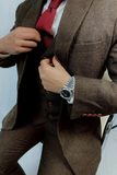 Men Tweed Suit Brown Winter Suit Three Piece Slim Fit Suit Sainly