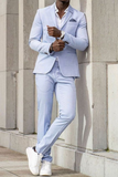 Men Sky Blue Two Piece Suit One Button Suit Wedding Suit Sainly