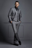 Men 3 Piece Slim Fit Suit | Grey Wedding Suit | Dinner Suits | Sainly