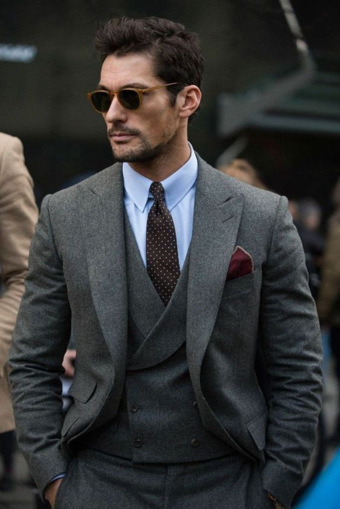 Men 3 Piece Business Men Suit Stylish Wear Grey