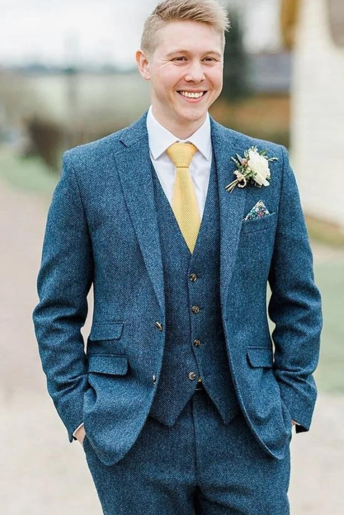 Men Blue Tweed suit | Wedding suit | Dinner suit | Sainly