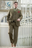 men green tweed suit | dinner suit | groomsmen party wear suit | Sainly 