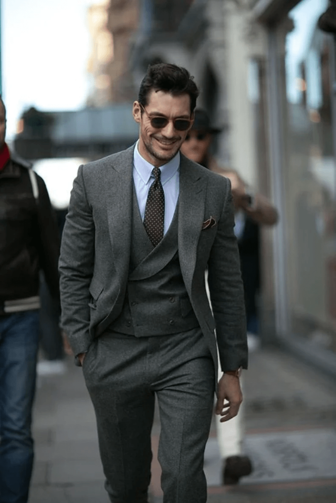 Men's Gray Tweed Suit | Wedding Groomsmen Suit | 3 Piece Suit Gift For Him | Sainly 
