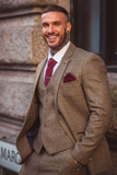 Men Brown Winter Suit | Tweed 3 Piece Suit | Wedding Suit | Sainly 
