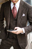 Men Brown Tweed Suit | 3 Piece Winter Suit | Formal Suits | Sainly