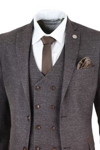 Men Brown Winter Suit | Tweed Three Piece Suit | Dinner Suit | Sainly