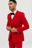 Men Red Suits | 3 Piece Suit | Wedding One Button Suits Red | Sainly