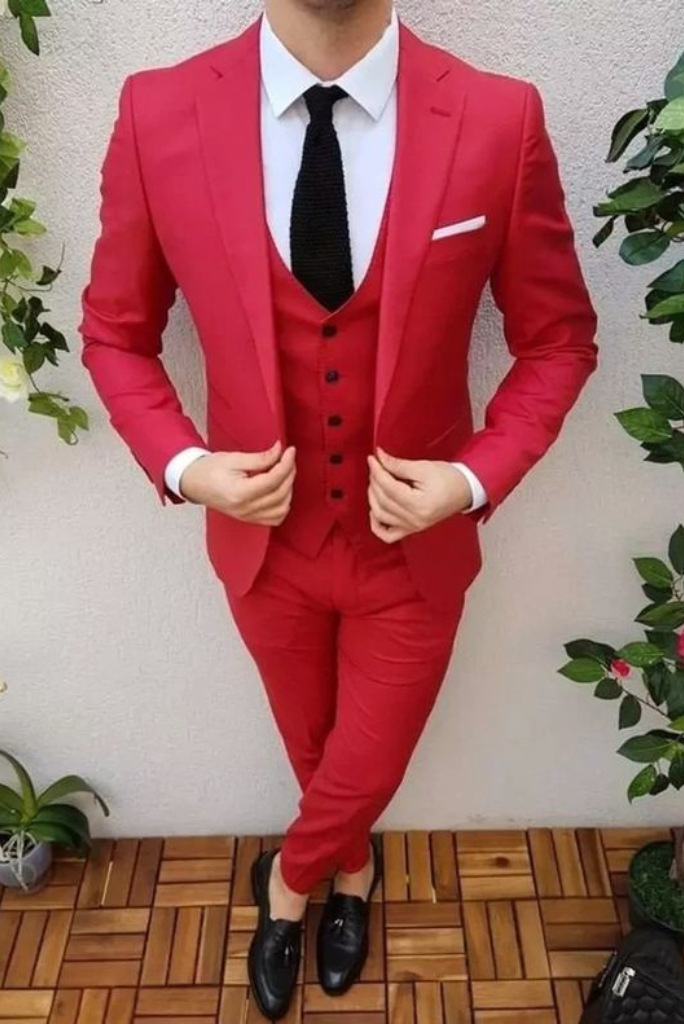 Men 3 Piece Suit Red | Wedding Suit | Party Wear Red Suits | Sainly