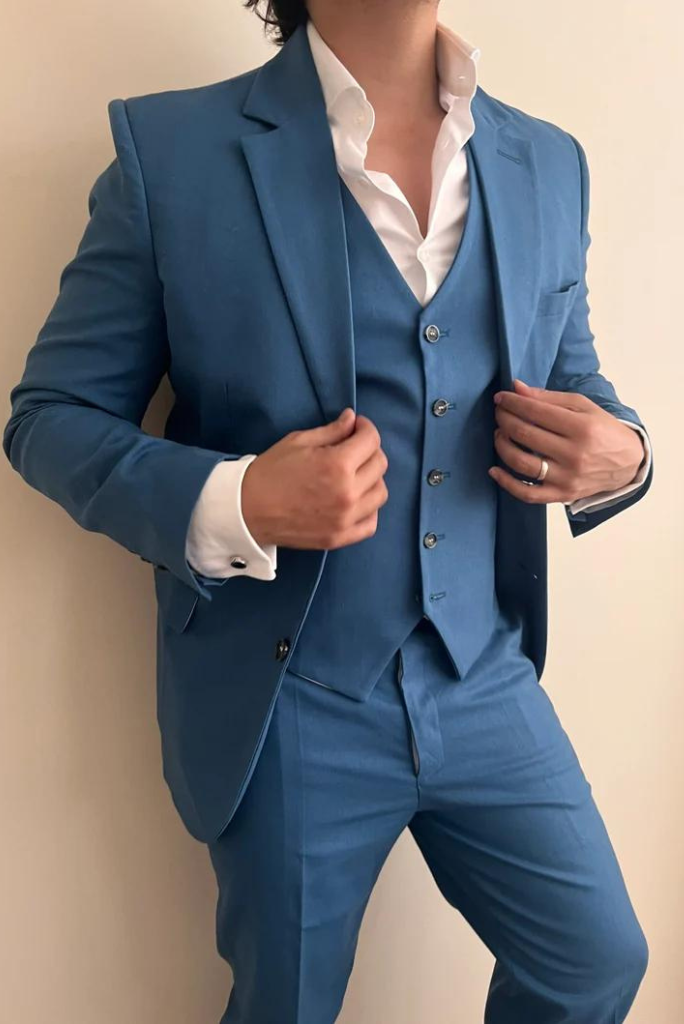 Men's Three Piece Suit Blue