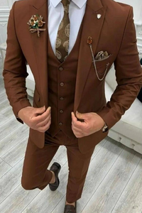 Men 3 Piece Suit Brown | Wedding Slim Fit Suit | Dinner Suits | Sainly
