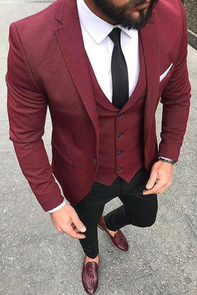 Men 3 Piece Suit Maroon | Wedding Suit | Party Wear Suits | Sainly