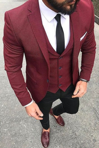 Men 3 Piece Suit Maroon | Wedding Suit | Party Wear Suits | Sainly