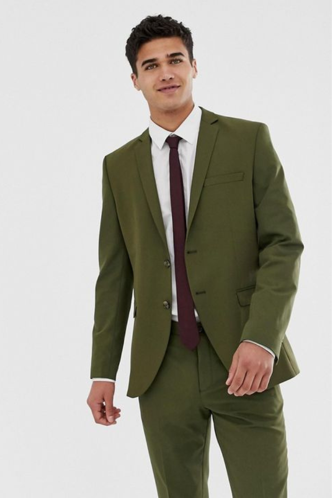 Green super 100s wide lapel Suit
