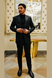 MEN SUITS WEDDING 2 Piece Black Formal Fashion Party Wear Prom Dinner Suits