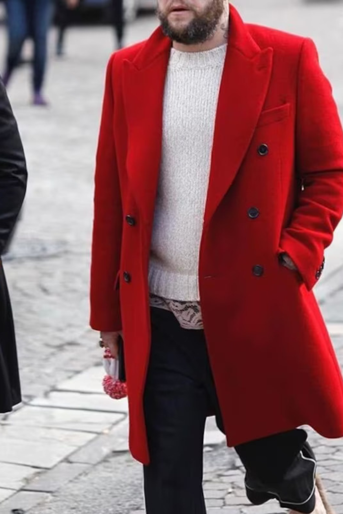 Men red wool Overcoat Vintage Long Trench Coat Men new Jacket Coats Mens Business Casual Long Solid Windbreak Coat winter Outwear