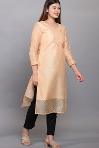 Indian Pakistani Suit in Chanderi Silk Kurti With Cotton Trouser Fabric Suit Set For Women