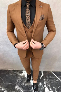 Men Brown 3 Piece Suit Slim Fit Suit Wedding Elegant Suits Sainly