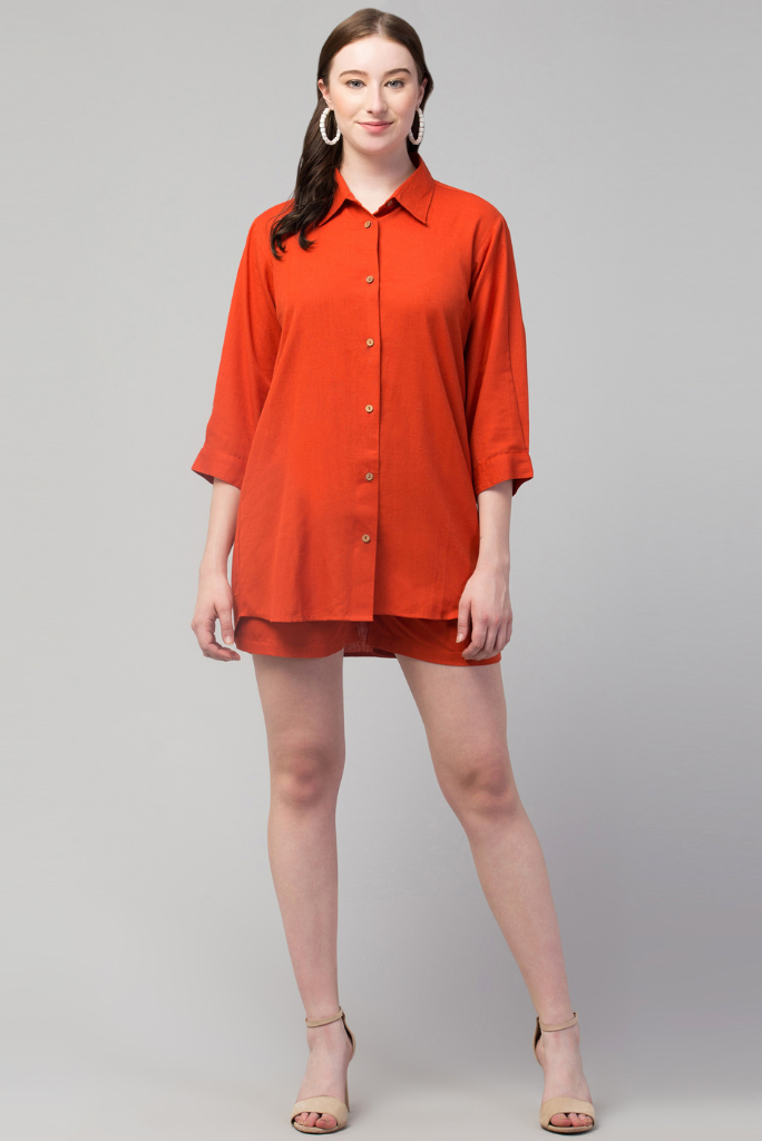 Women Orange Shirt & Short