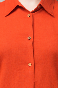 Women Orange Shirt With Button